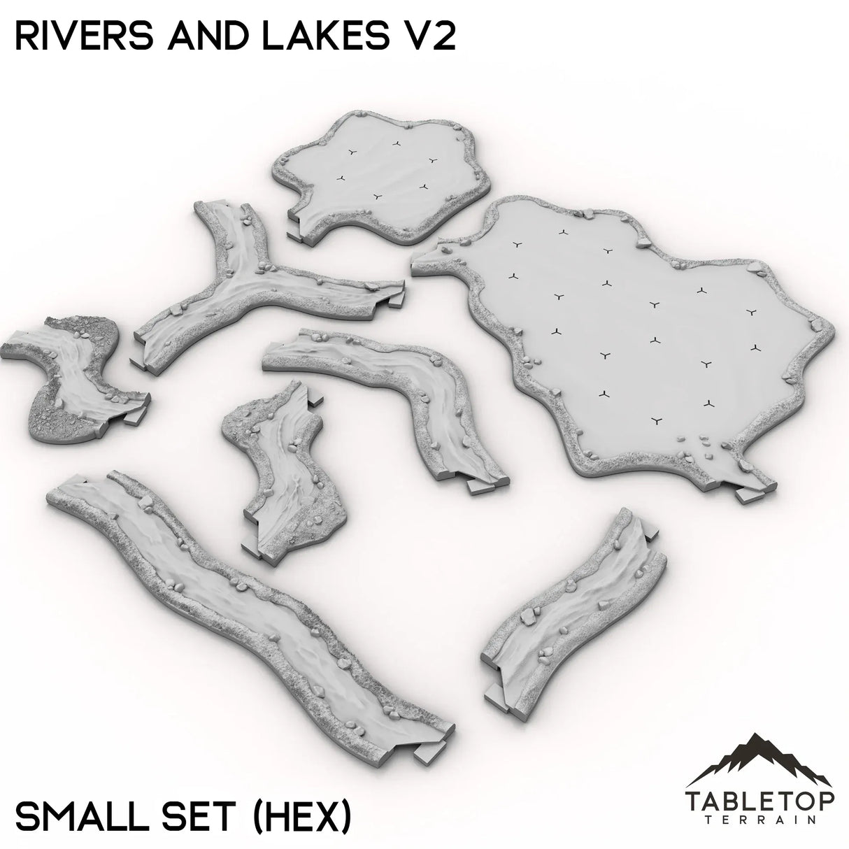 Tabletop Terrain Terrain Small Set / Hex HEXTECH Rivers and Lakes v2 - 6mm