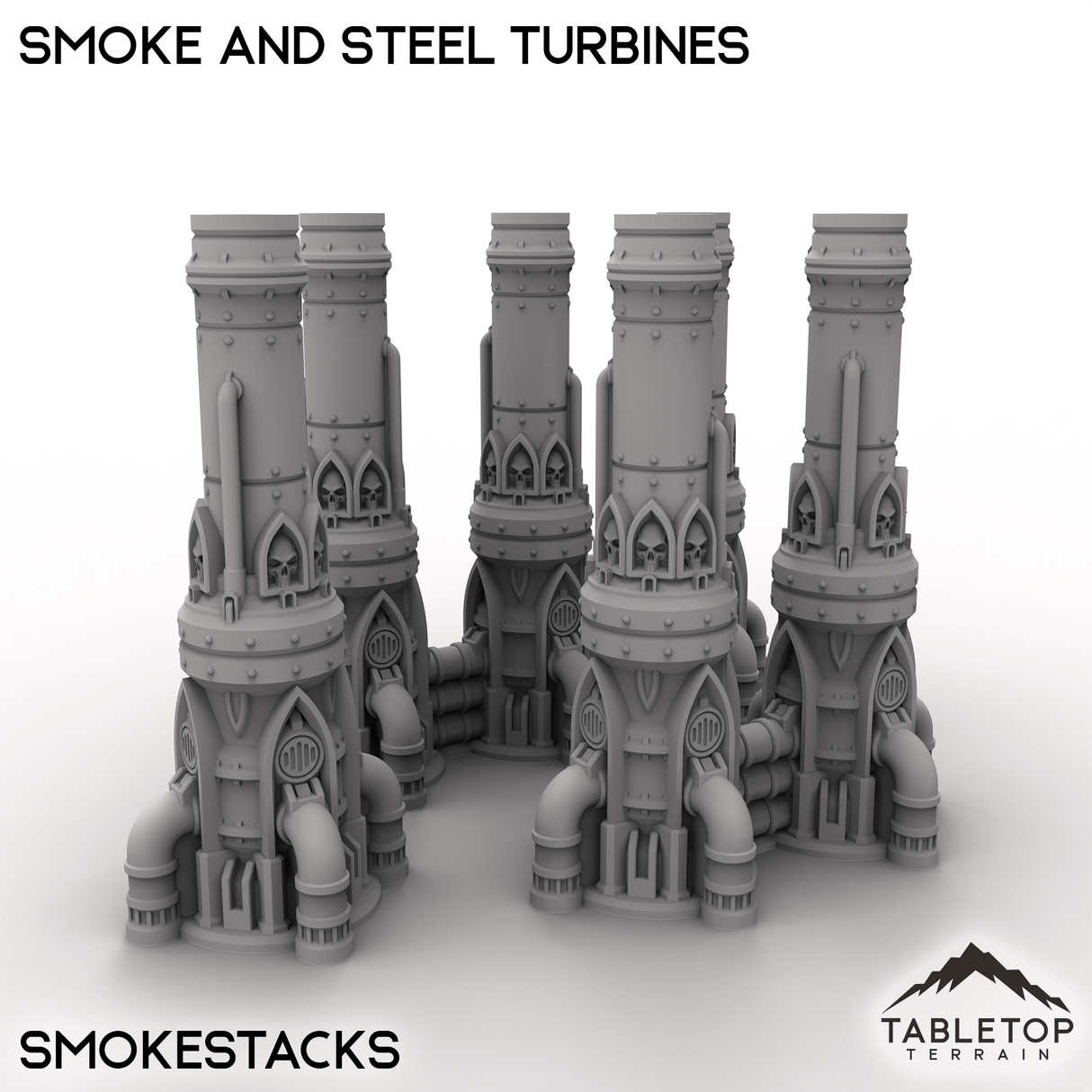 Tabletop Terrain Terrain Smokestacks / 32mm Smoke and Steel Turbines