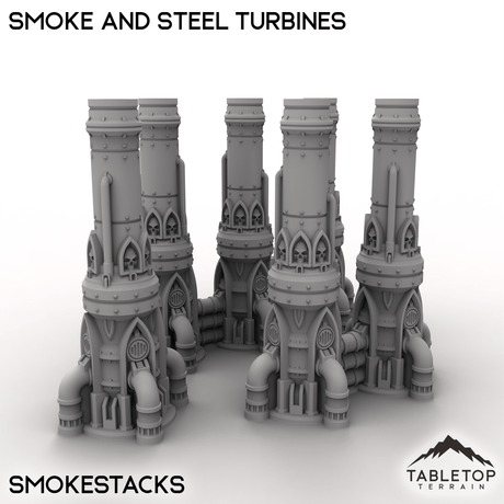 Tabletop Terrain Terrain Smokestacks / 32mm Smoke and Steel Turbines