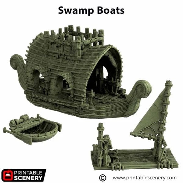 Tabletop Terrain Terrain Swamp Boats - The Gloaming Swamp