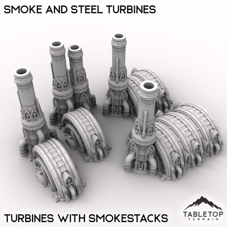 Tabletop Terrain Terrain Turbines with Smokestacks / 32mm Smoke and Steel Turbines