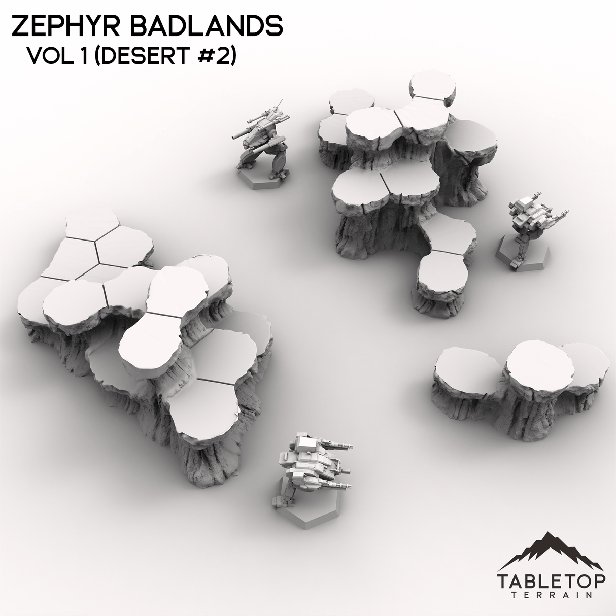Tabletop Terrain Terrain Vol 1 (Desert #2) HEXTECH Zephyr Badlands Map Hill Sets - 6mm