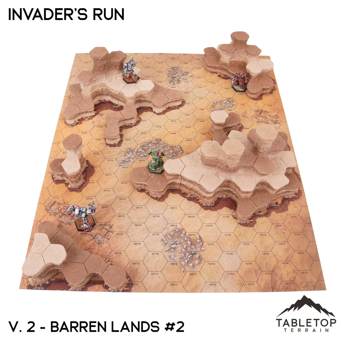 Tabletop Terrain Terrain Vol 2 (Barren Lands 2) / Monocolor (Grey) HEXTECH Invader's Run Map Hill Sets - 6mm