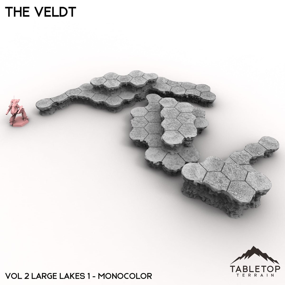 Tabletop Terrain Terrain Vol 2 (Large Lakes 1) / Monocolor (Grey) HEXTECH The Veldt Map Hill Sets-6mm