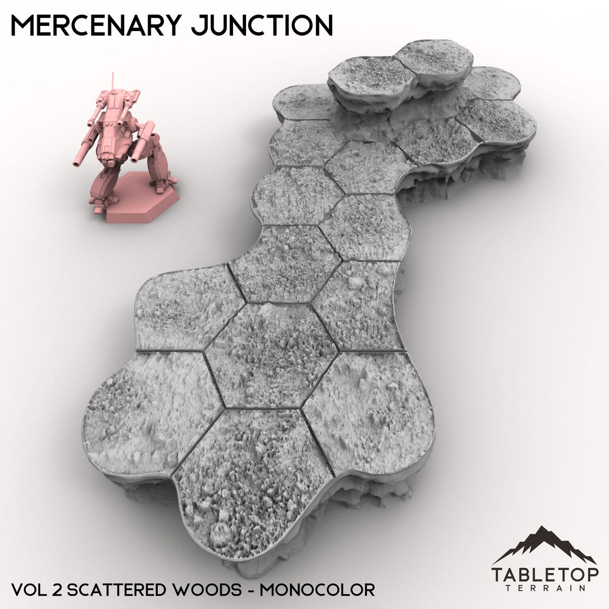 Tabletop Terrain Terrain Vol 2 (Scattered Woods) / Monocolor (Gray) HEXTECH Mercenary Junction Map Hill Sets-6mm