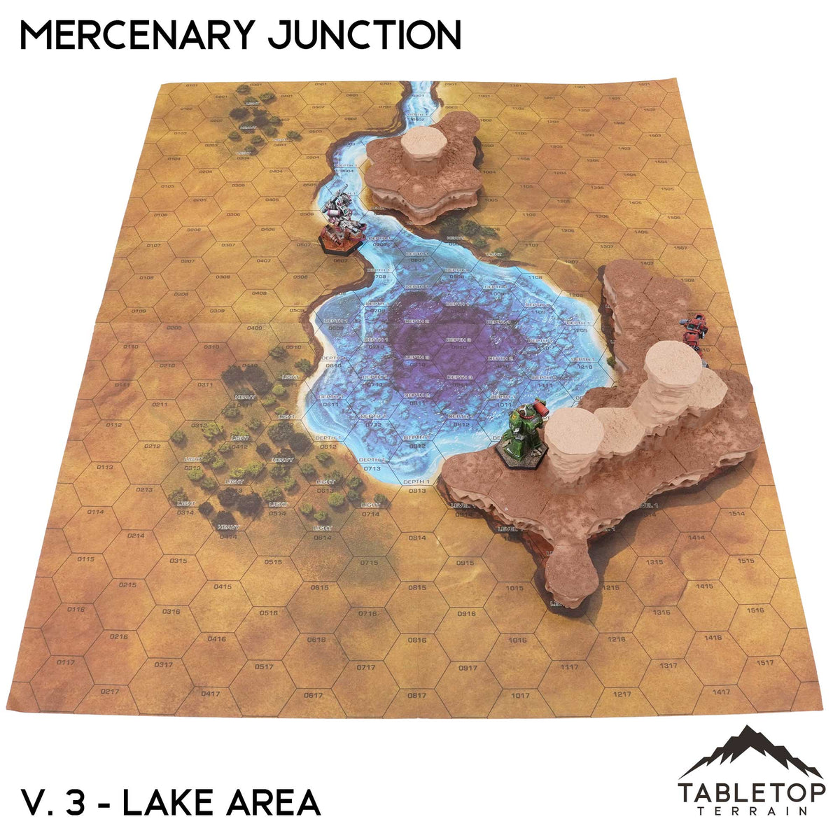 Tabletop Terrain Terrain Vol 3 (Lake Area) / Monocolor (Gray) HEXTECH Mercenary Junction Map Hill Sets-6mm