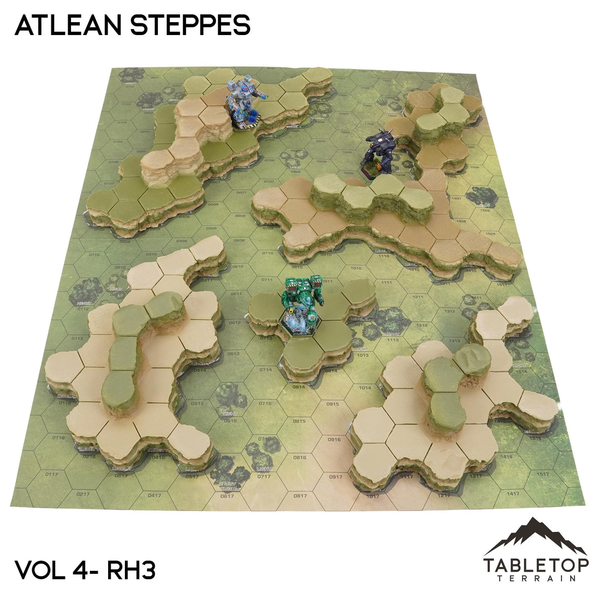 Tabletop Terrain Terrain Vol 4 (Rolling Hills 3) / NextGen Color (As Shown) HEXTECH Atlean Steppes Map Hill Sets - 6mm