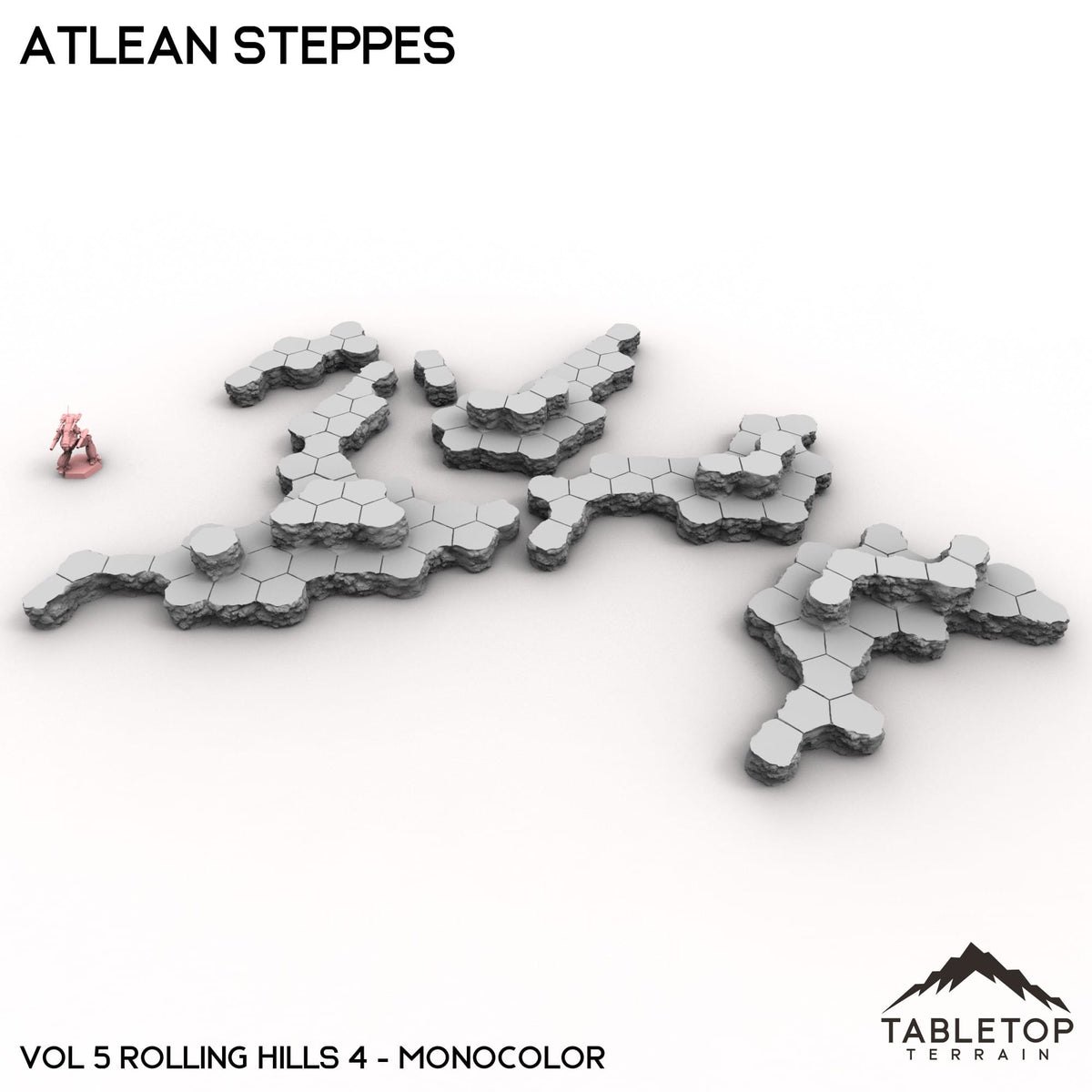 Tabletop Terrain Terrain Vol 5 (Rolling Hills 4) / Monocolor (Grey) HEXTECH Atlean Steppes Map Hill Sets - 6mm