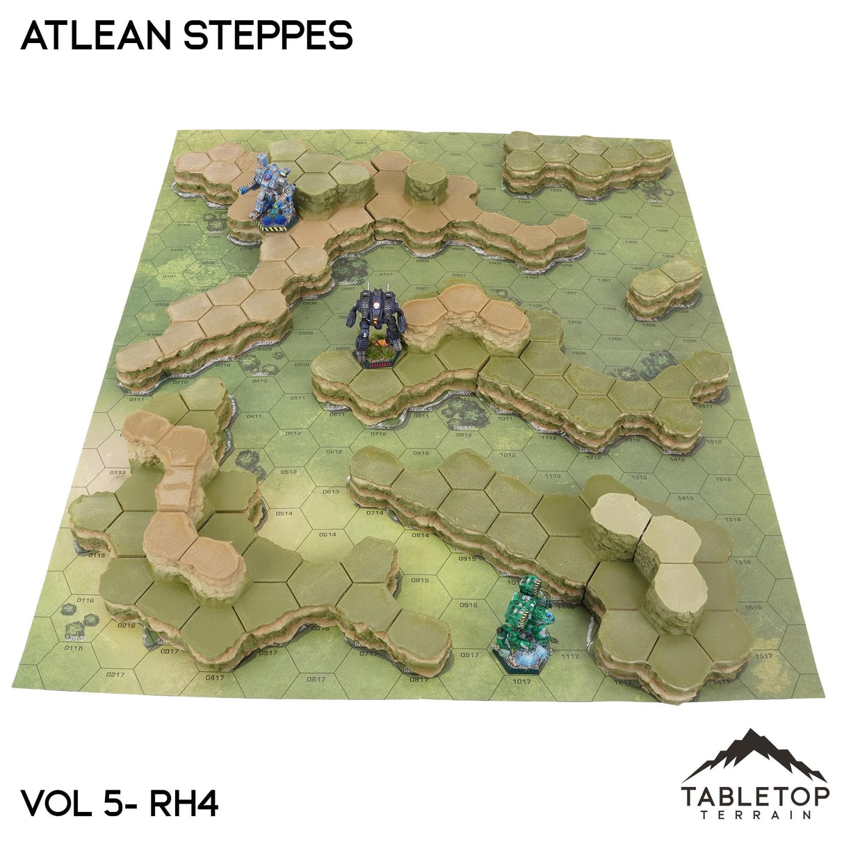 Tabletop Terrain Terrain Vol 5 (Rolling Hills 4) / NextGen Color (As Shown) HEXTECH Atlean Steppes Map Hill Sets - 6mm