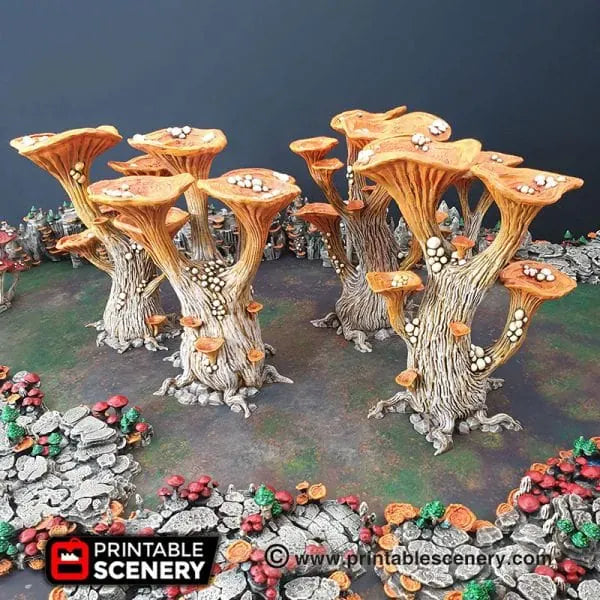Tabletop Terrain Trees Blooming Lanterns - Fantasy Scatter Terrain / Trees