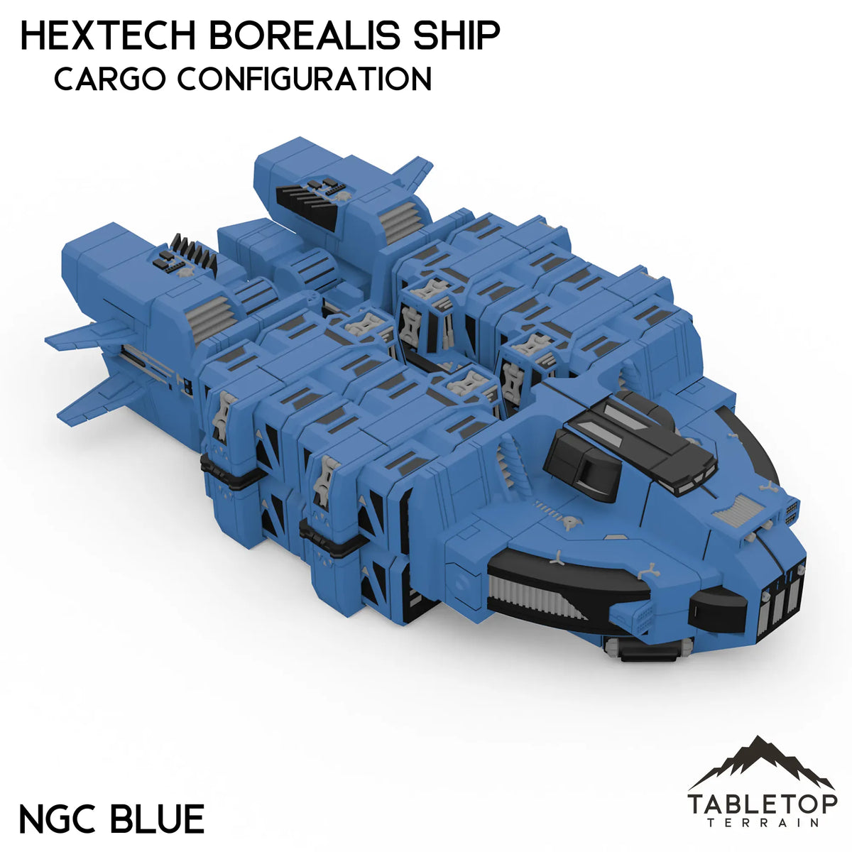 Tabletop Terrain Vehicle Cargo Configuration / NextGen Color (Blue) HEXTECH Borealis Ship- 6mm