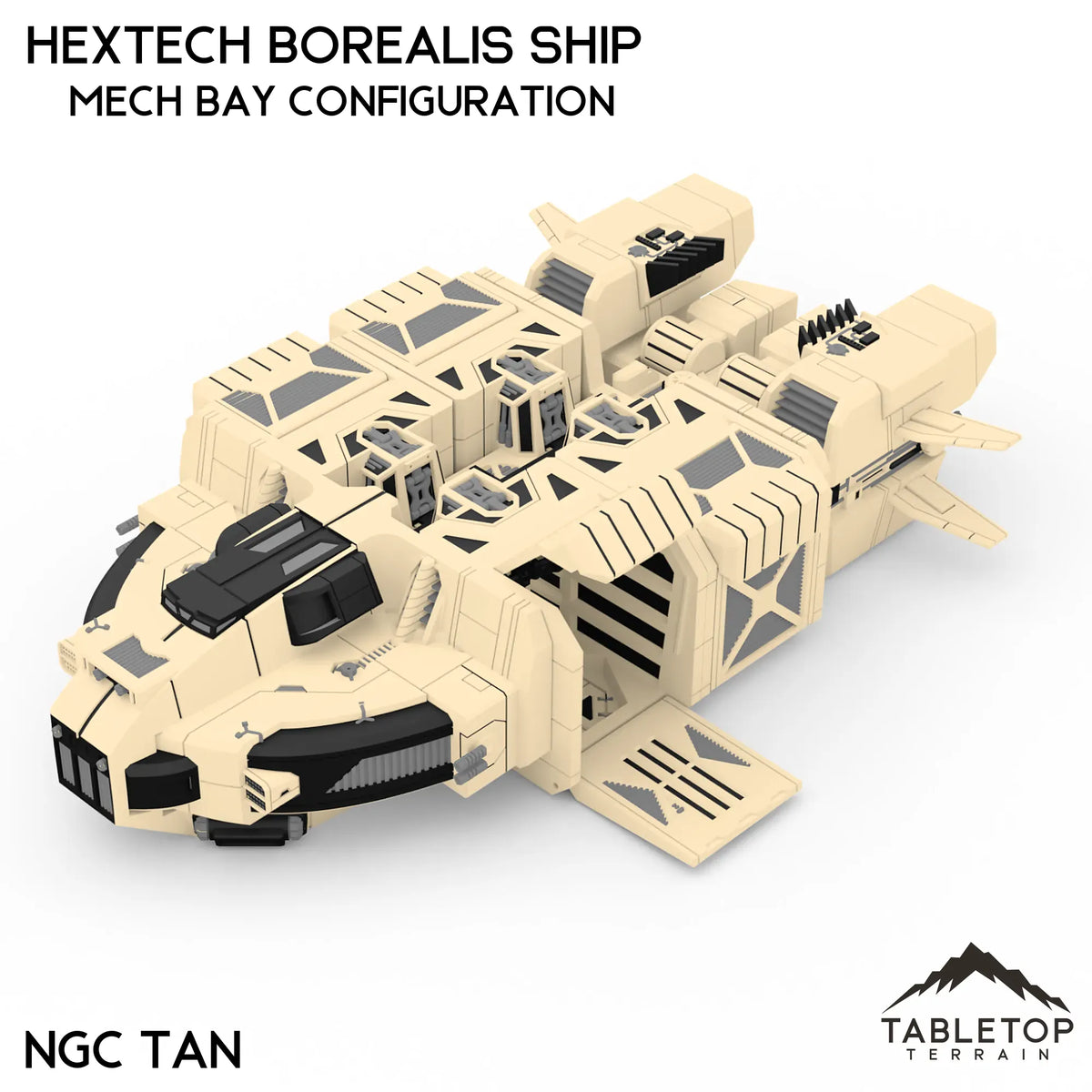 Tabletop Terrain Vehicle Mech Bay Configuration / NextGen Color (Tan) HEXTECH Borealis Ship- 6mm