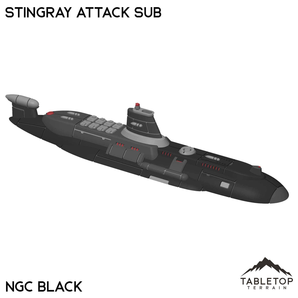 Tabletop Terrain Vehicle NextGen Color- Black Stingray Attack Sub