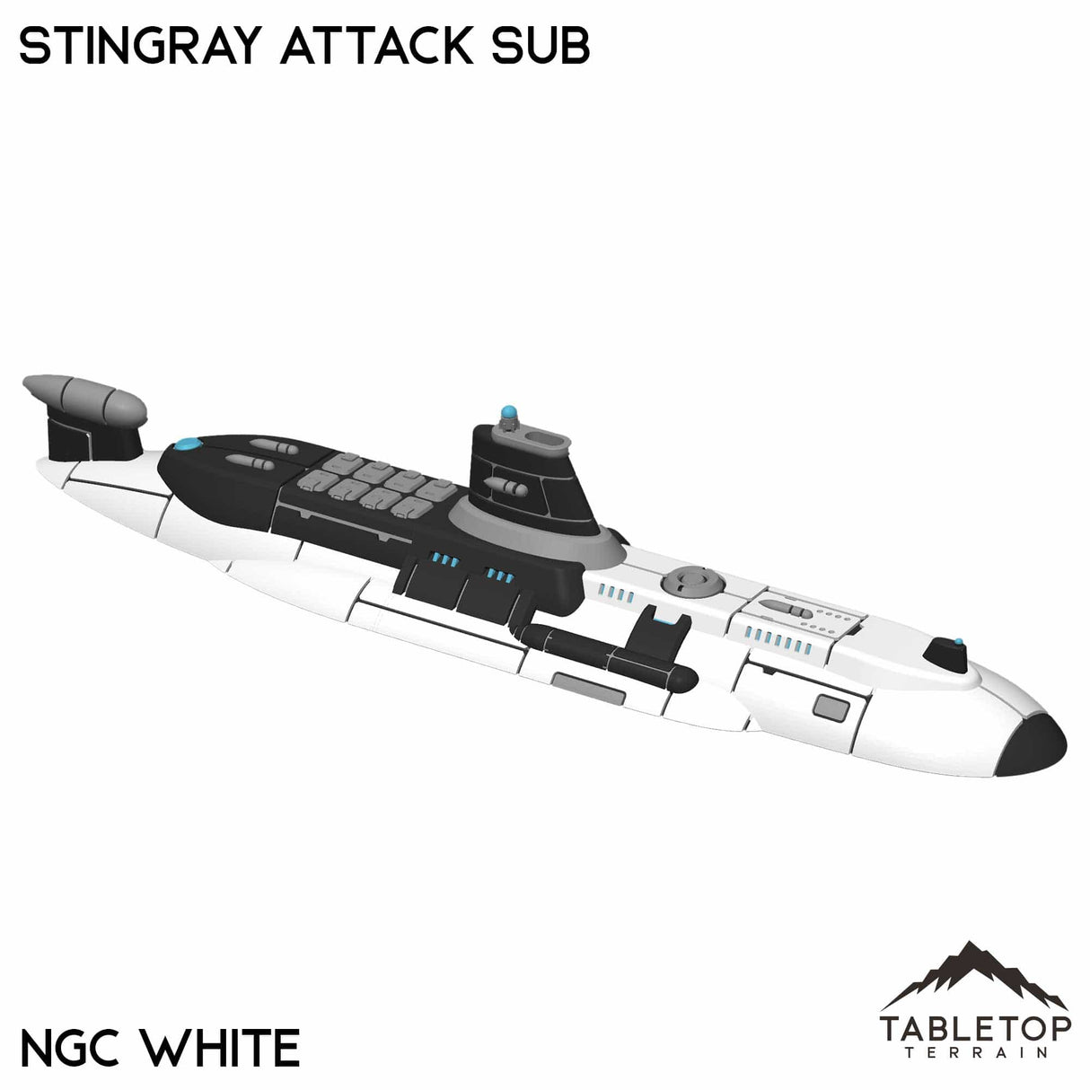 Tabletop Terrain Vehicle NextGen Color- White Stingray Attack Sub