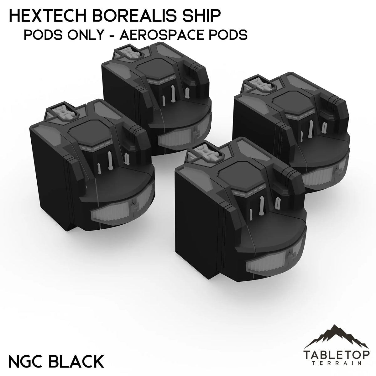 Tabletop Terrain Vehicle Pods Only - Aerospace Pods / NextGen Color (Black) HEXTECH Borealis Ship- 6mm