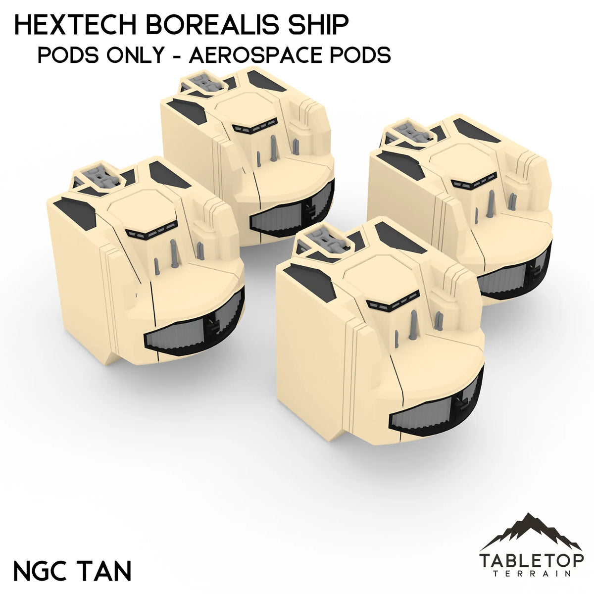 Tabletop Terrain Vehicle Pods Only - Aerospace Pods / NextGen Color (Tan) HEXTECH Borealis Ship- 6mm