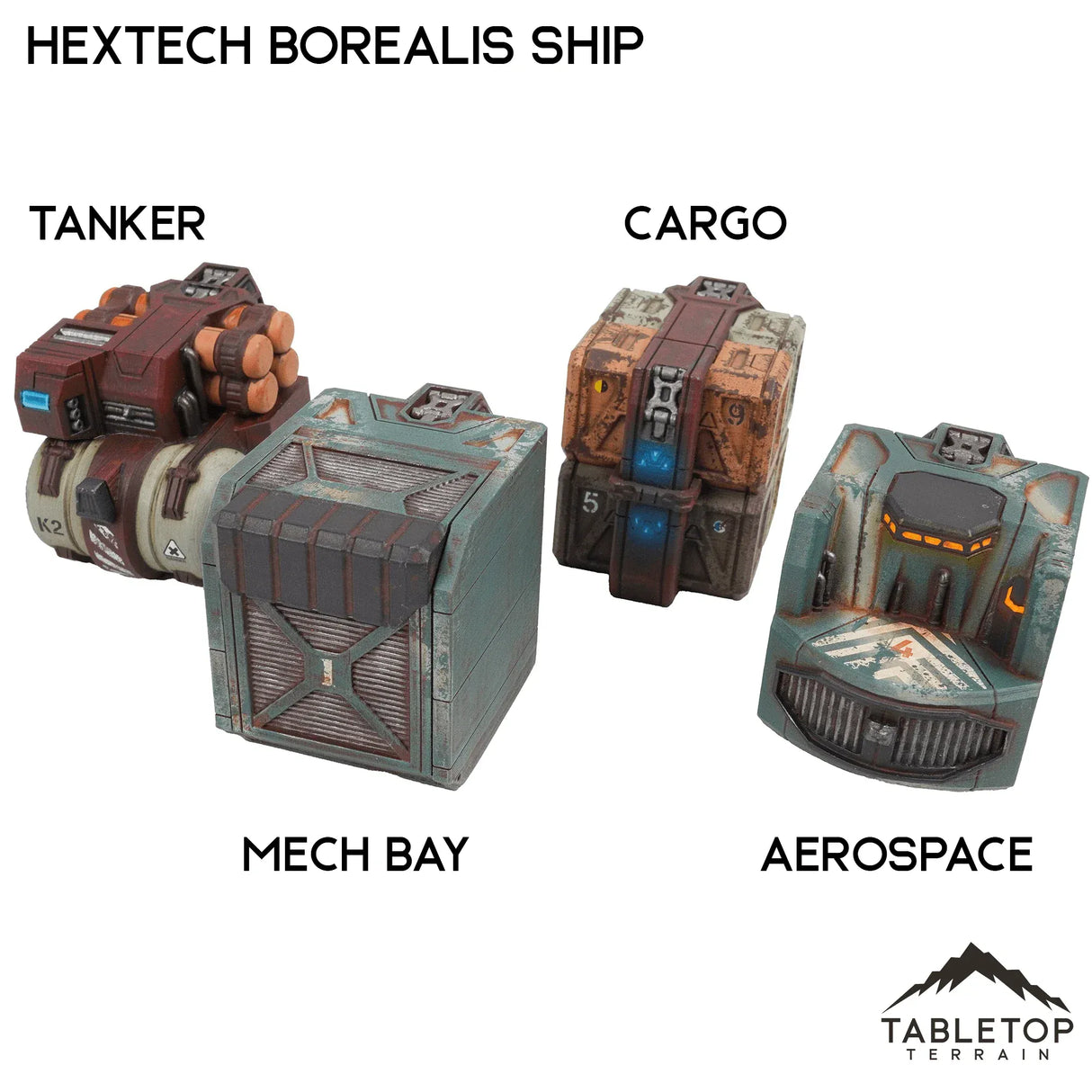 Tabletop Terrain Vehicle Pods Only - Cargo Pods HEXTECH Borealis Ship- 6mm