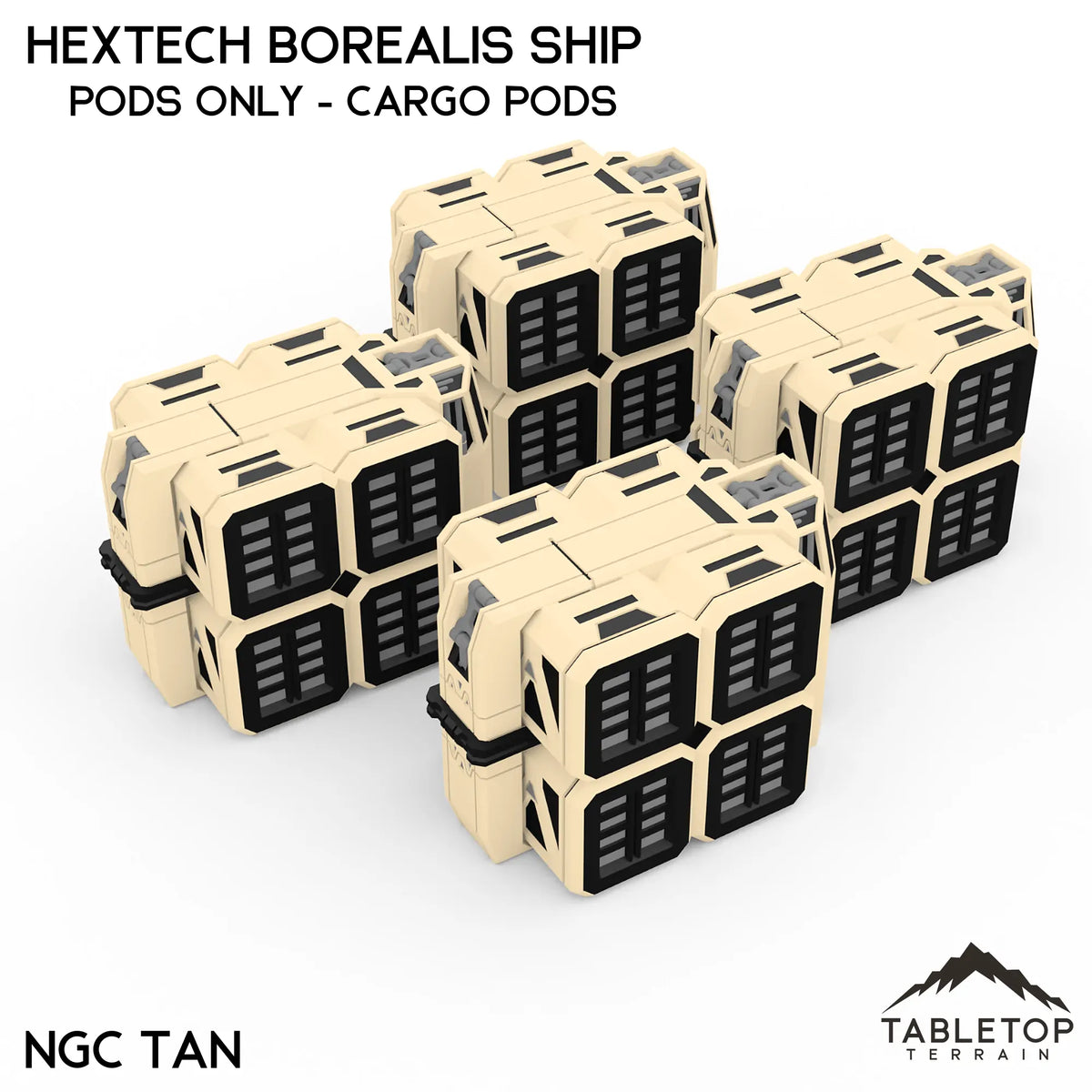 Tabletop Terrain Vehicle Pods Only - Cargo Pods / NextGen Color (Tan) HEXTECH Borealis Ship- 6mm