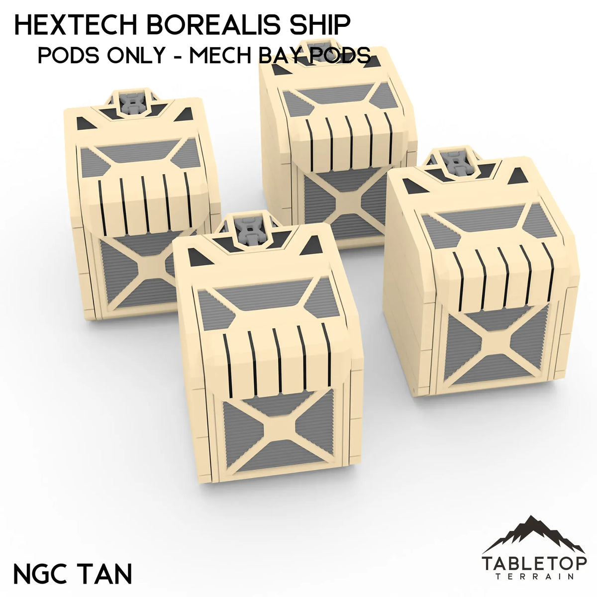 Tabletop Terrain Vehicle Pods Only - Mech Bay Pods / NextGen Color (Tan) HEXTECH Borealis Ship- 6mm