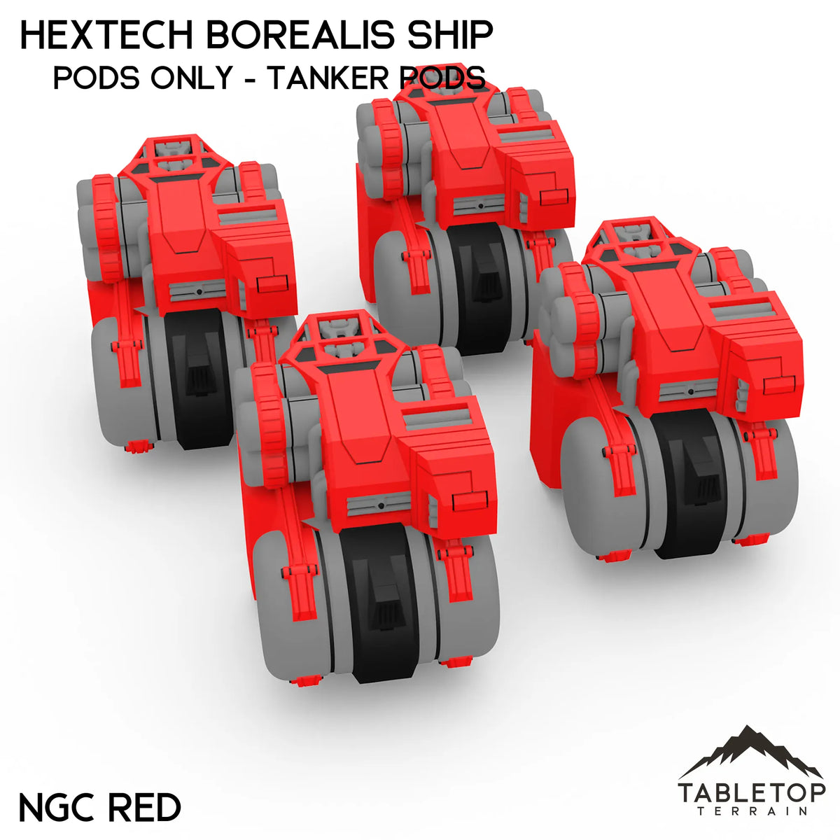 Tabletop Terrain Vehicle Pods Only - Tanker Pods / NextGen Color (Red) HEXTECH Borealis Ship- 6mm
