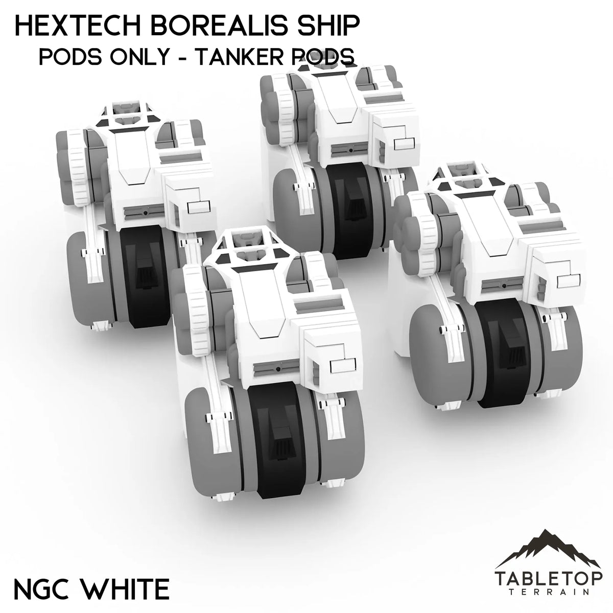 Tabletop Terrain Vehicle Pods Only - Tanker Pods / NextGen Color (White) HEXTECH Borealis Ship- 6mm