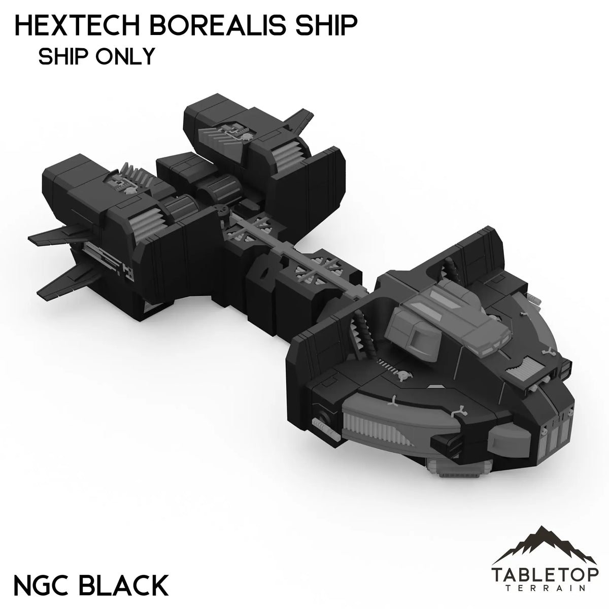 Tabletop Terrain Vehicle Ship Only / NextGen Color (Black) HEXTECH Borealis Ship- 6mm