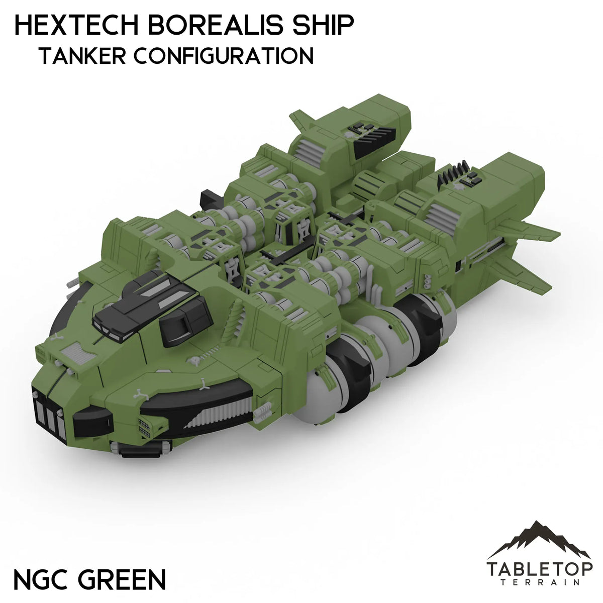 Tabletop Terrain Vehicle Tanker Configuration / NextGen Color (Green) HEXTECH Borealis Ship- 6mm