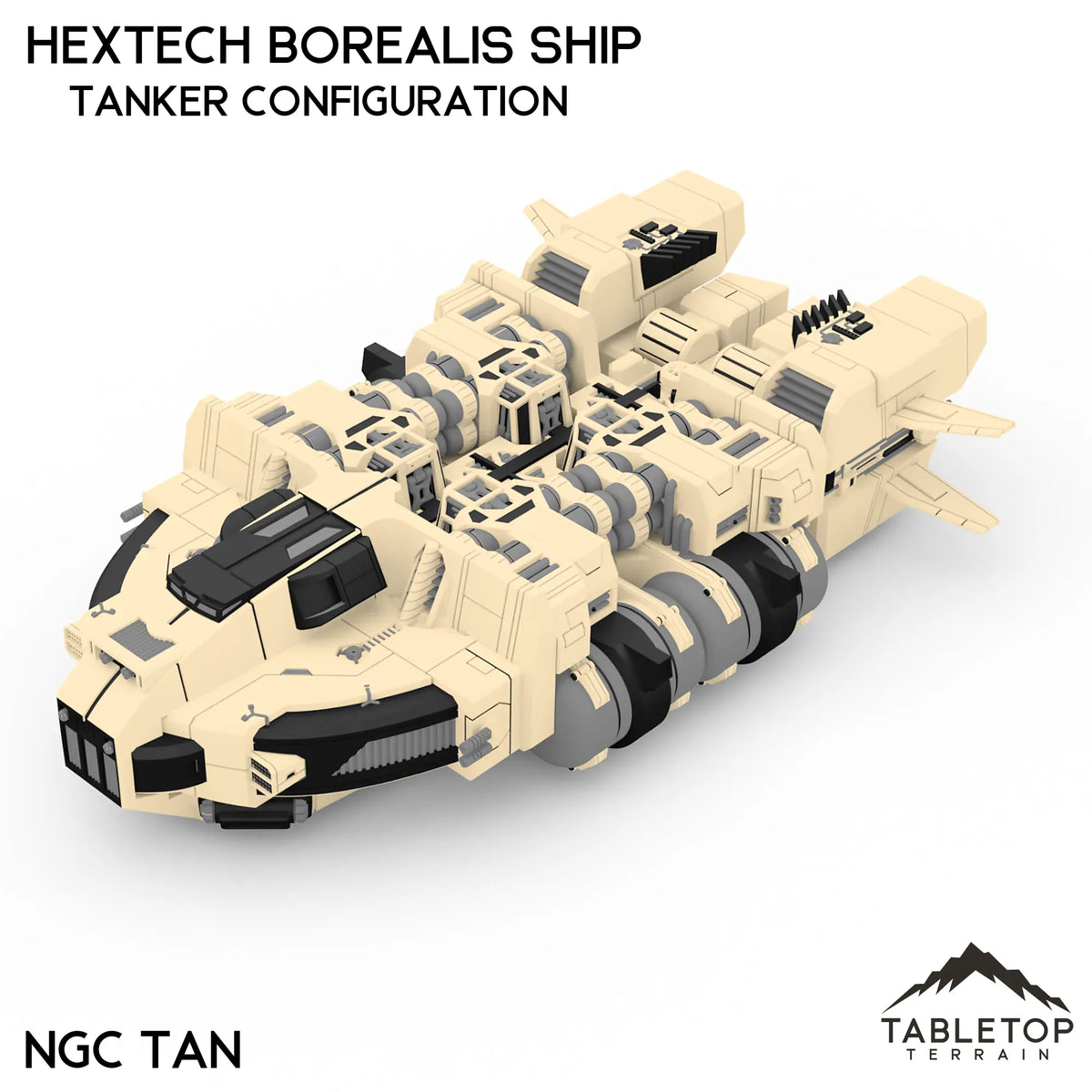 Tabletop Terrain Vehicle Tanker Configuration / NextGen Color (Tan) HEXTECH Borealis Ship- 6mm