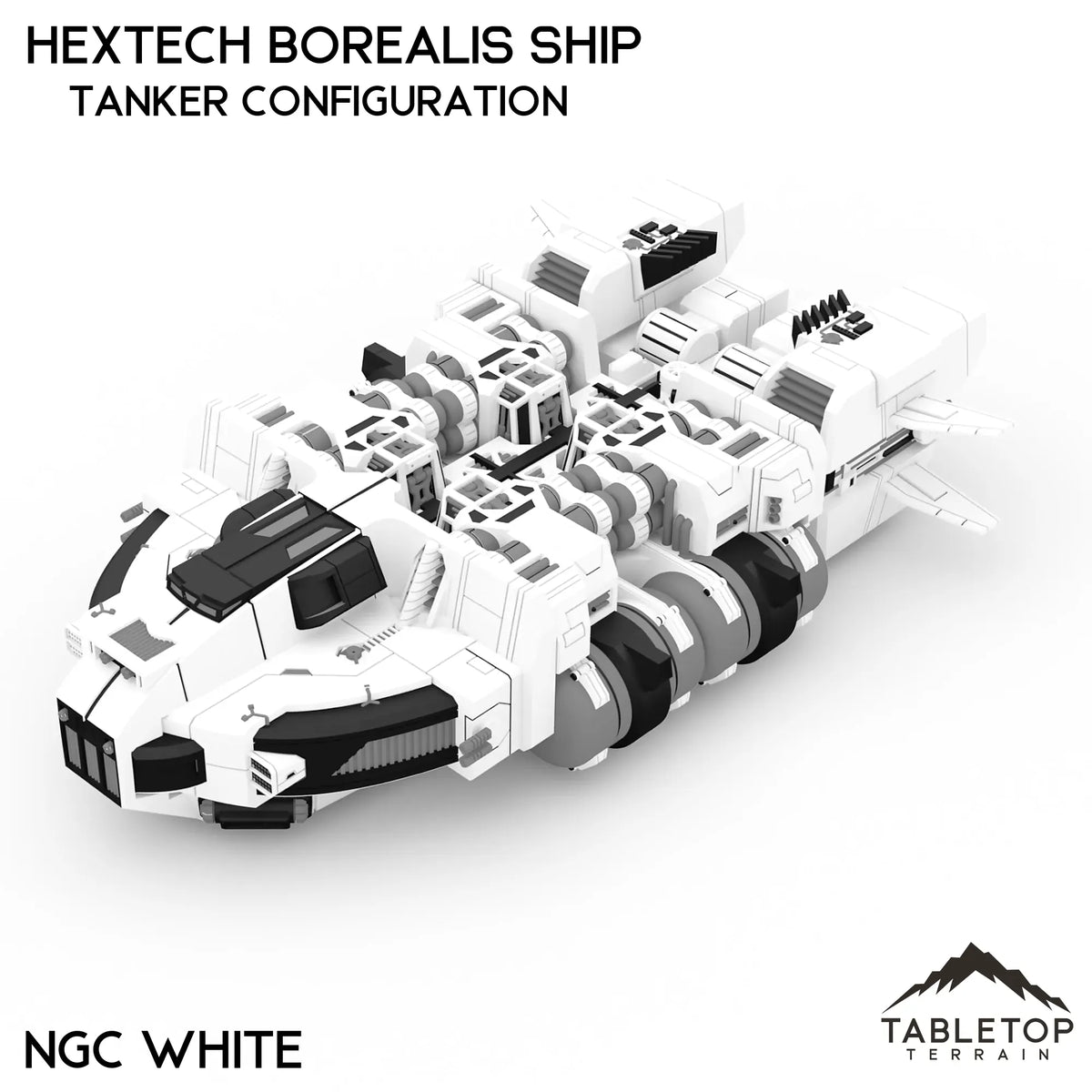 Tabletop Terrain Vehicle Tanker Configuration / NextGen Color (White) HEXTECH Borealis Ship- 6mm