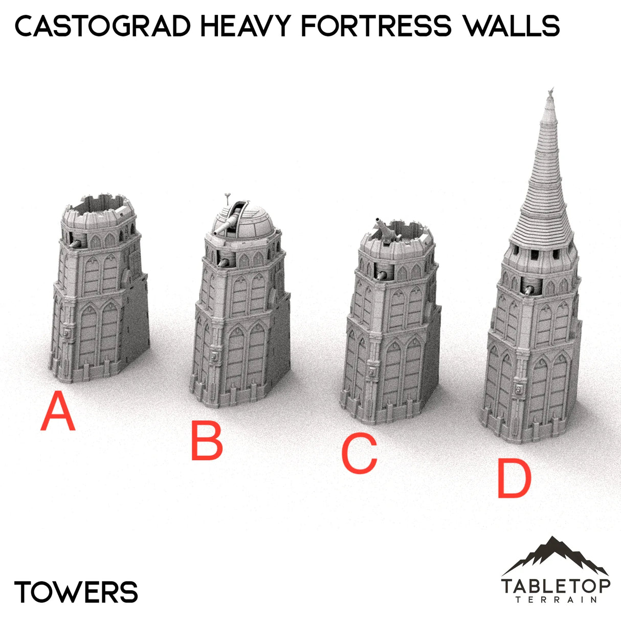 Tabletop Terrain Walls 32mm / A - Tower Standard Castograd Heavy Fortress Walls