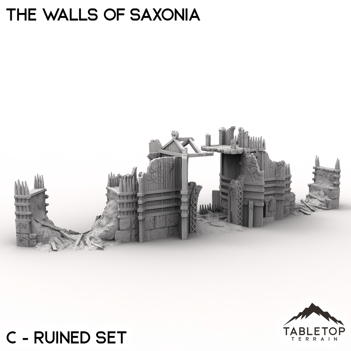 Tabletop Terrain Walls 32mm / C -Ruined Set The Walls of Saxonia - Kingdom of Saxonia
