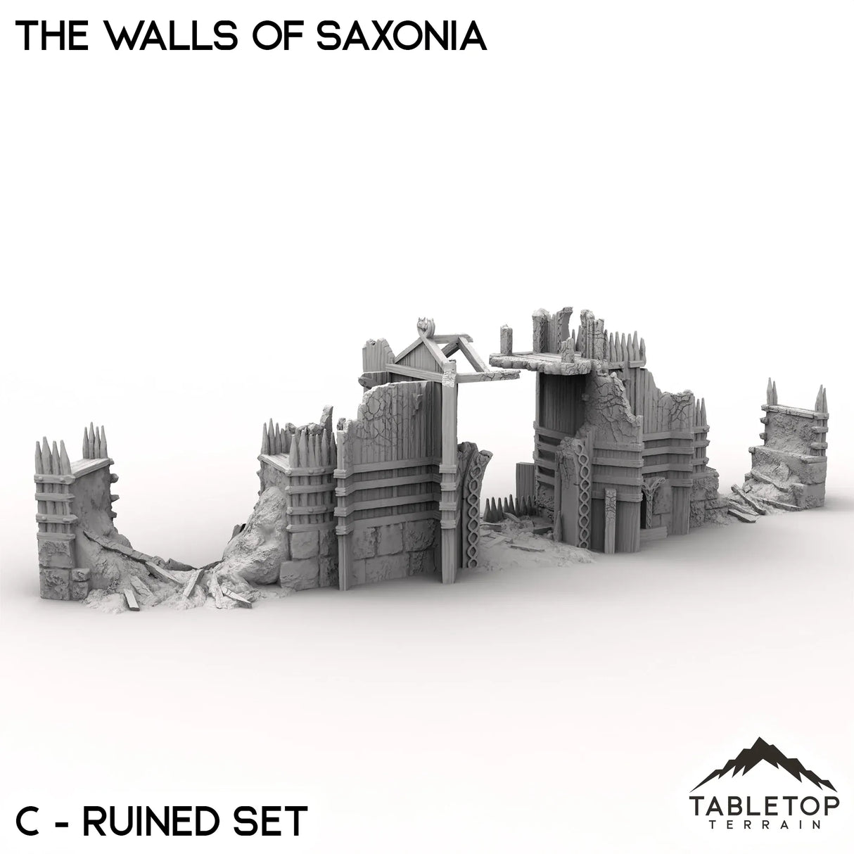 Tabletop Terrain Walls 32mm / C -Ruined Set The Walls of Saxonia - Kingdom of Saxonia
