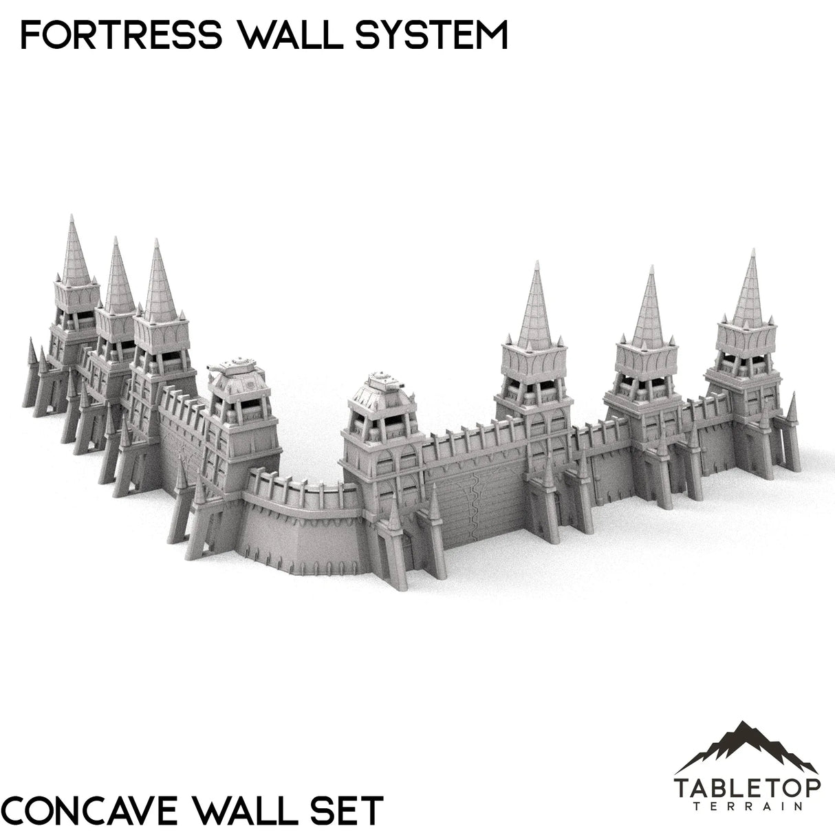 Tabletop Terrain Walls 32mm / Concave Wall Set Apocalypse Fortress Wall System