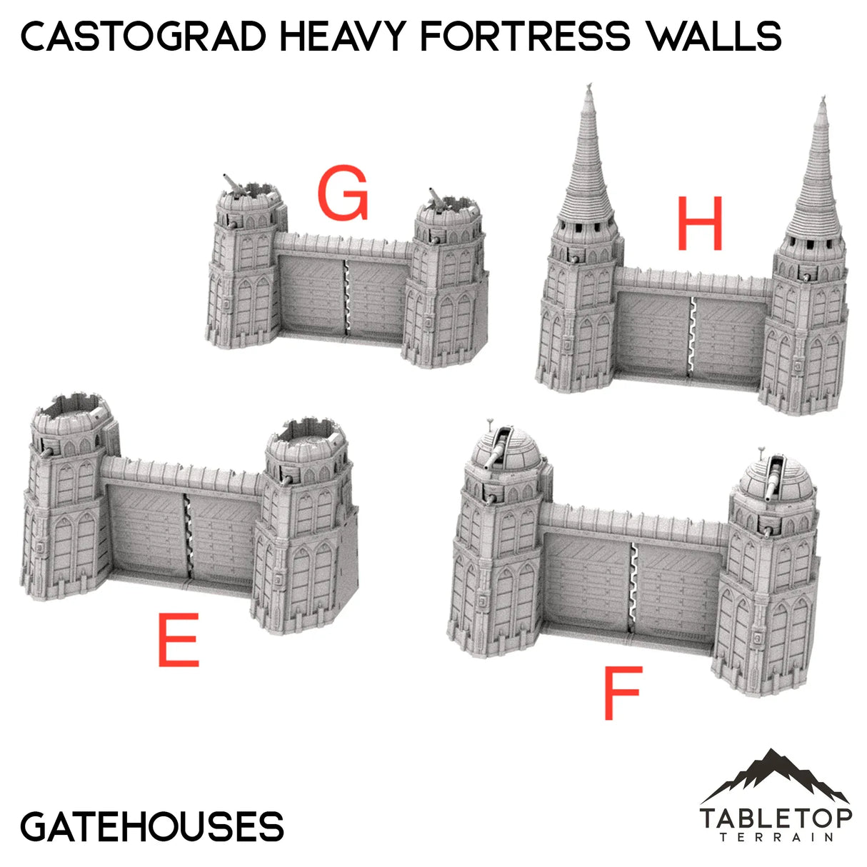 Tabletop Terrain Walls 32mm / E - Gatehouse Standard Castograd Heavy Fortress Walls