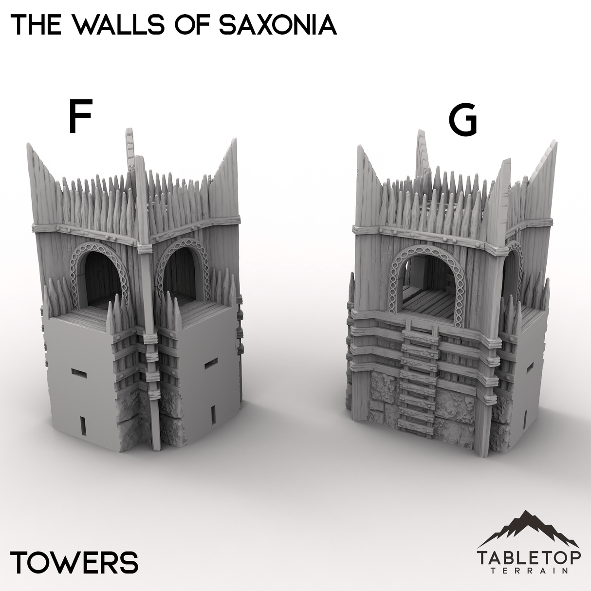 Tabletop Terrain Walls 32mm / F - Tower Corner The Walls of Saxonia - Kingdom of Saxonia