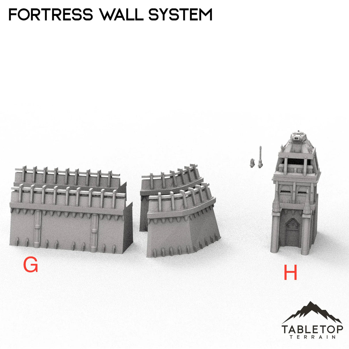 Tabletop Terrain Walls 32mm / G - 2 Corners and 2 Walls Apocalypse Fortress Wall System