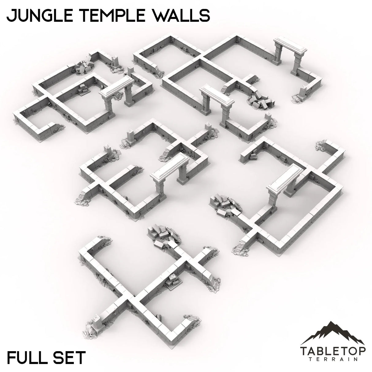 Tabletop Terrain Walls 40mm / Full Set Jungle Temple Walls