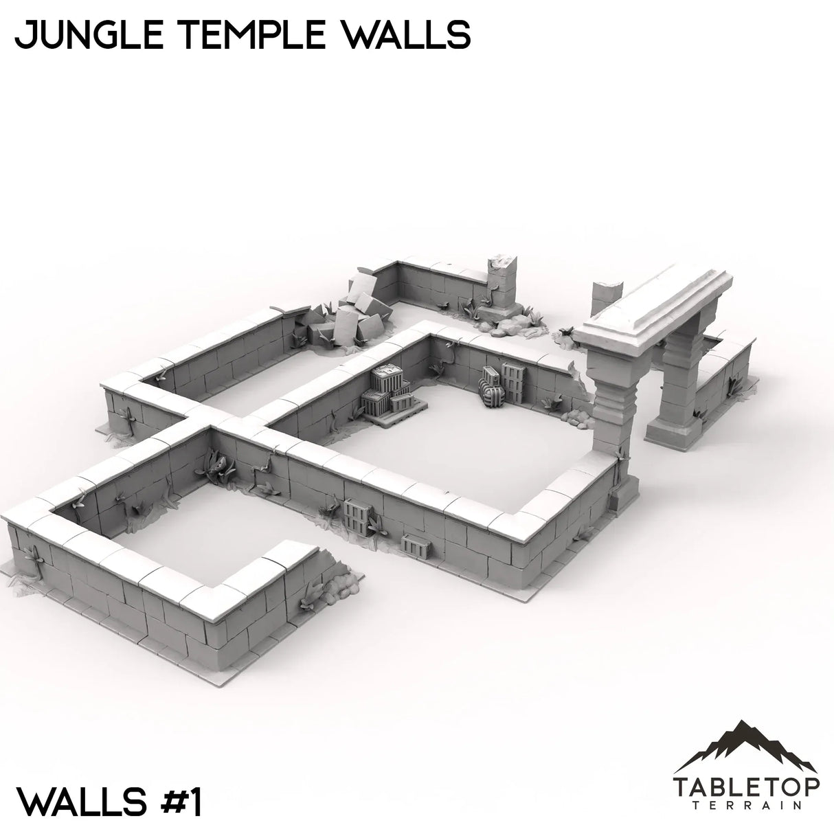 Tabletop Terrain Walls 40mm / Walls 1 Jungle Temple Walls