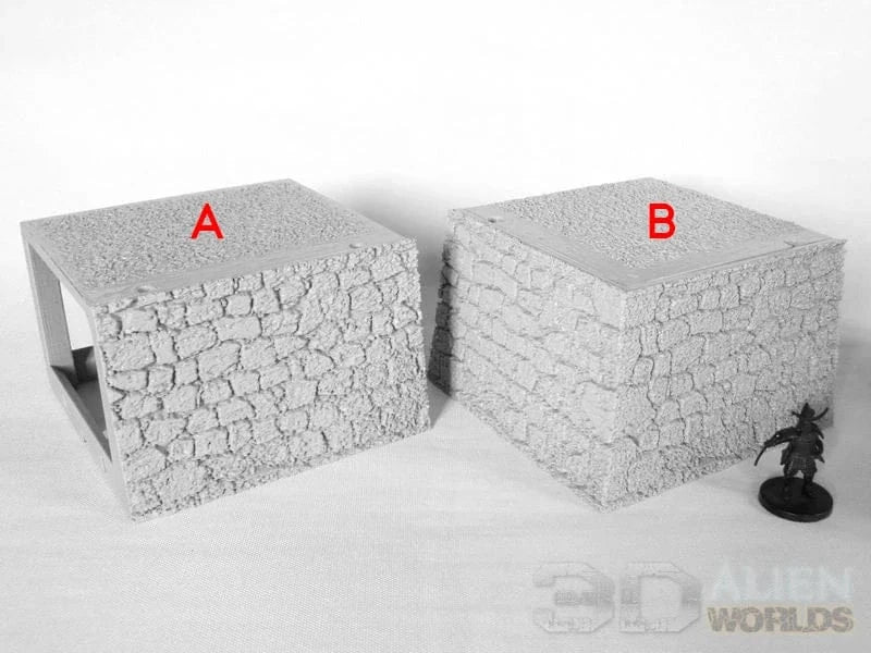 Tabletop Terrain Walls A- Straight Wall Samurai Castle Wall Set
