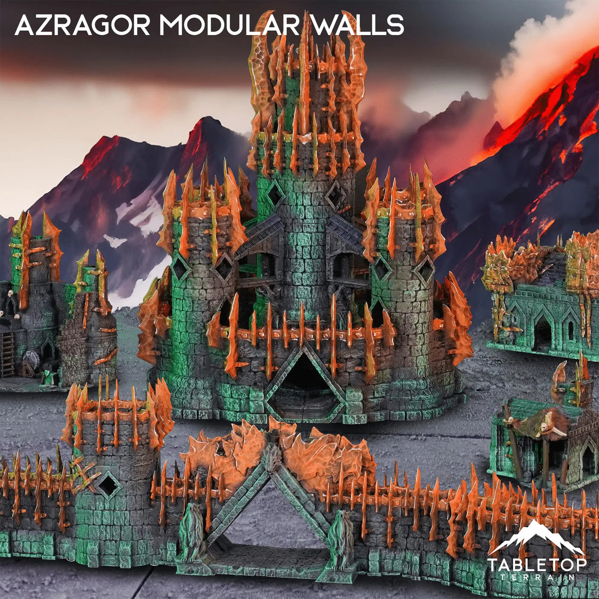Tabletop Terrain Walls Azragor Modular Walls + Gate - Kingdom of Azragor