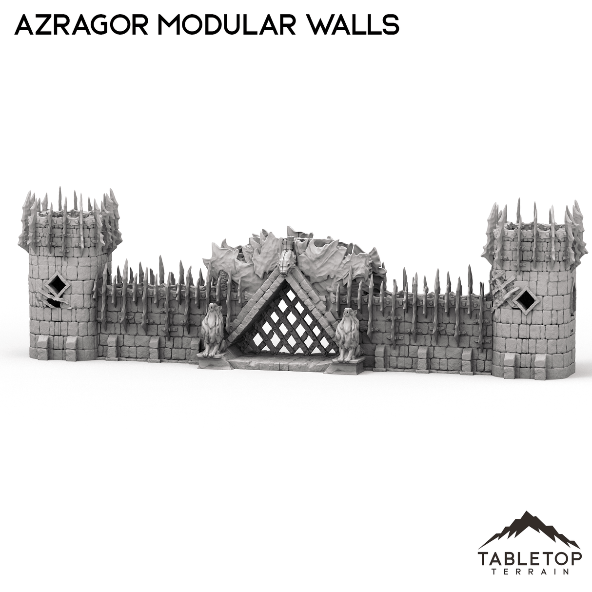 Tabletop Terrain Walls Azragor Modular Walls + Gate - Kingdom of Azragor
