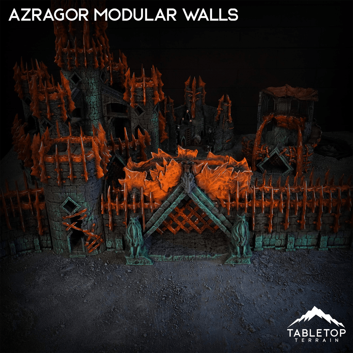 Tabletop Terrain Walls Azragor Modular Walls + Gate - Kingdom of Azragor
