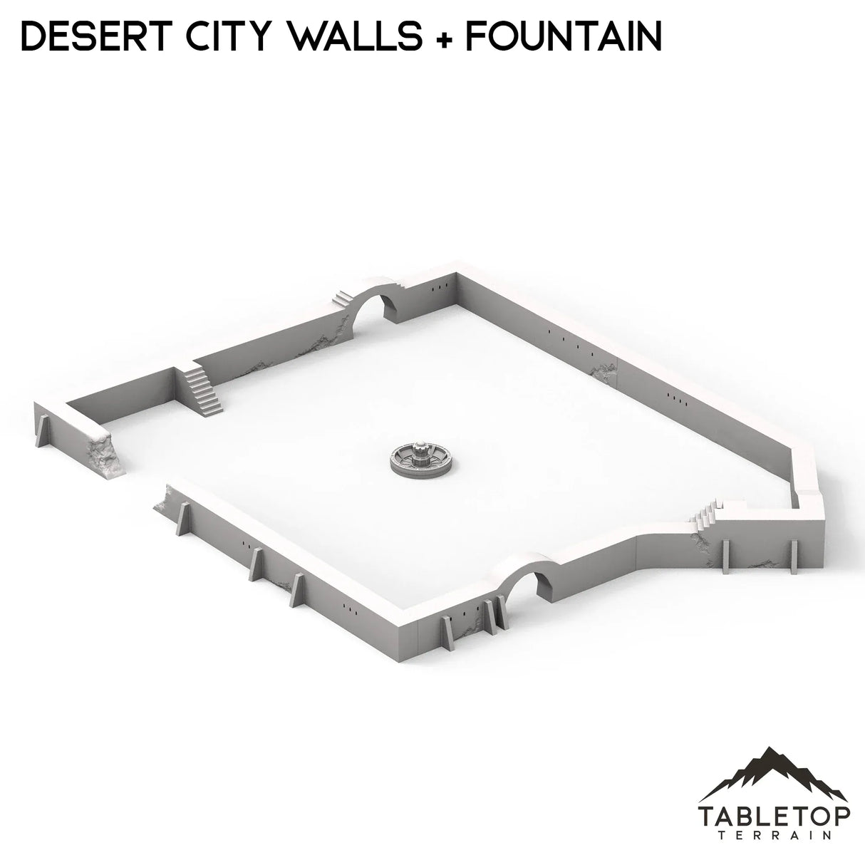 Tabletop Terrain Walls Desert City Walls & Fountain