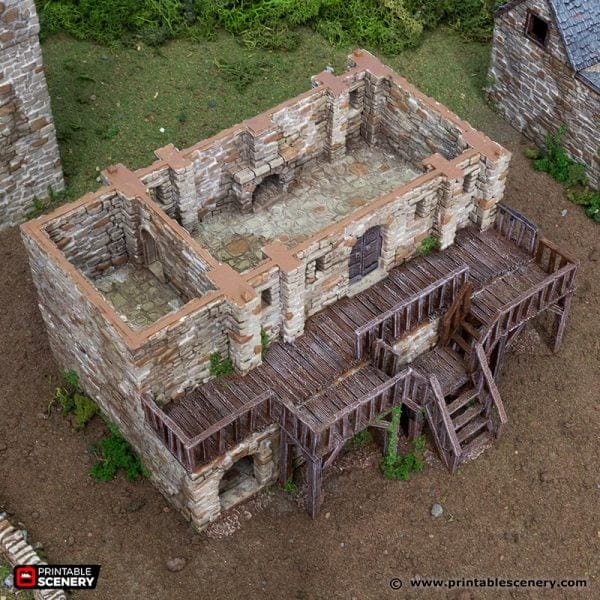 Tabletop Terrain Building Black Rock Barracks - Country & King - Fantasy Historical Building