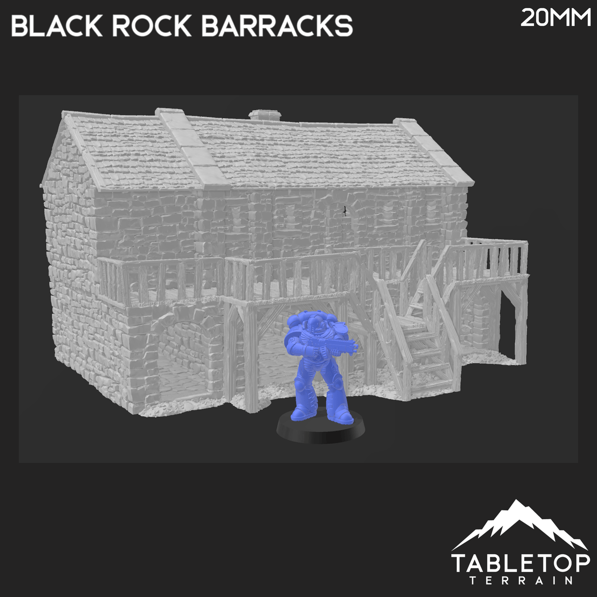 Tabletop Terrain Building Black Rock Barracks - Country & King - Fantasy Historical Building