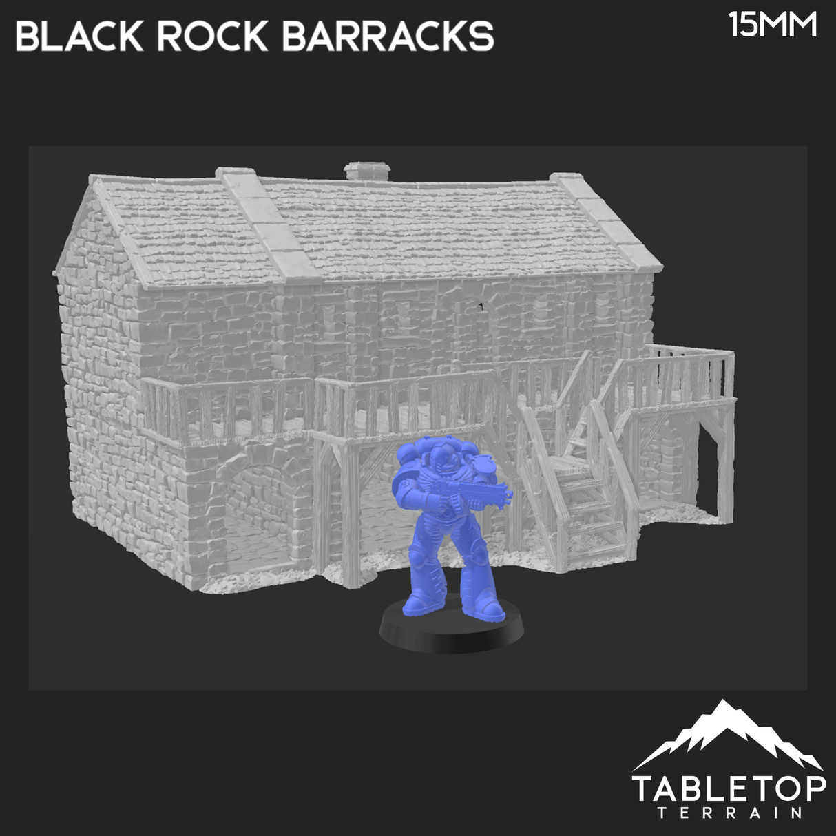 Tabletop Terrain Building Black Rock Barracks - Country & King - Fantasy Historical Building