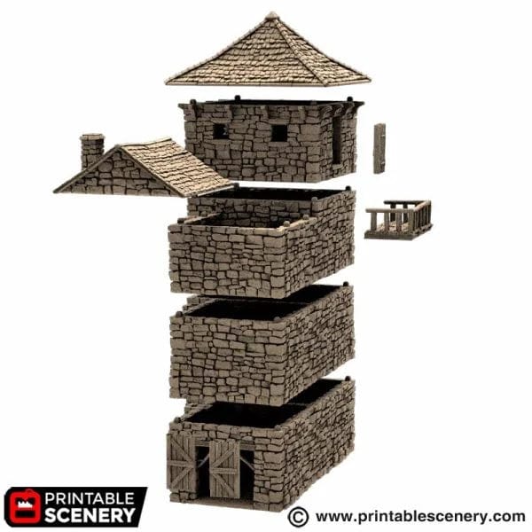 Tabletop Terrain Building Black Rock Keep - Country & King - Fantasy Historical Building