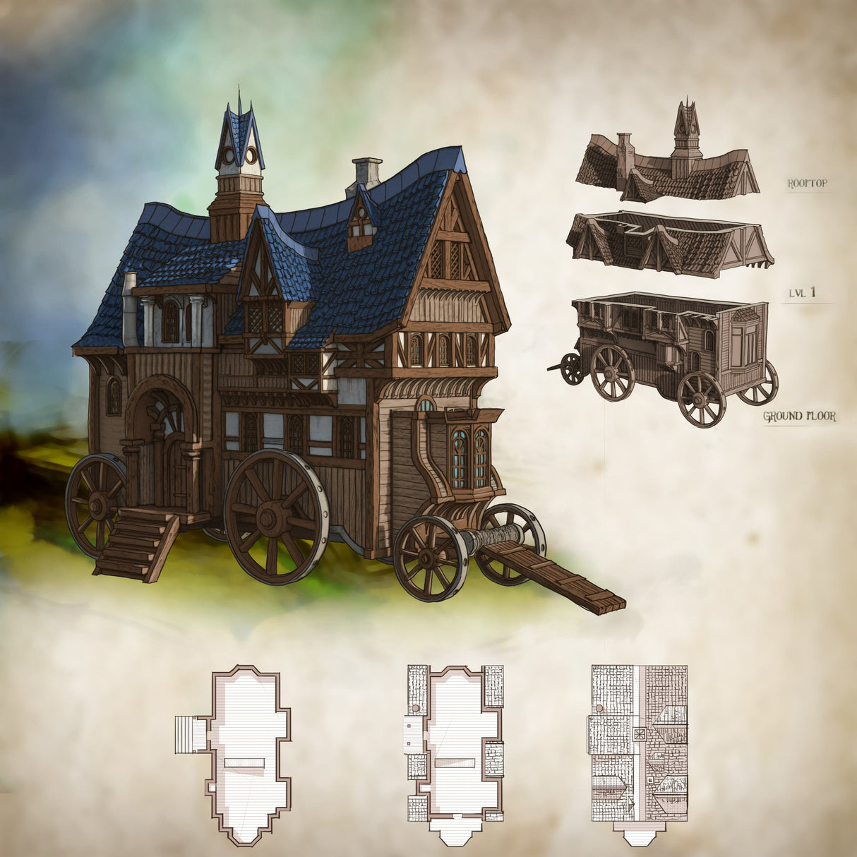 Tabletop Terrain Building Building 3 - City of Spiritdale - Fantasy Building