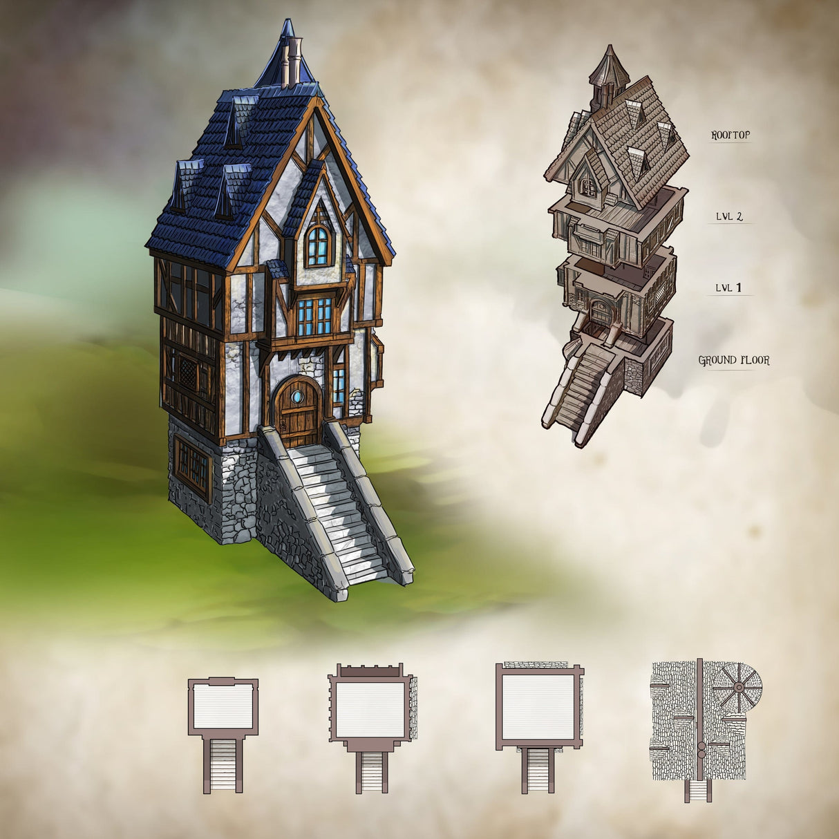 Tabletop Terrain Building Building 4 - City of Spiritdale - Fantasy Building