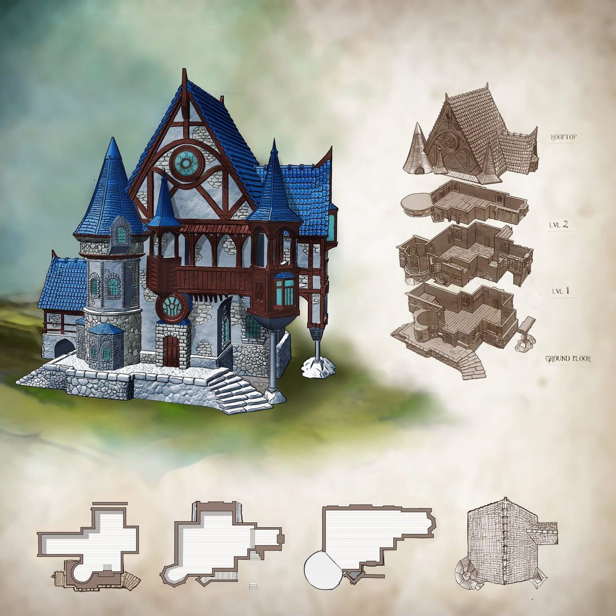 Tabletop Terrain Building Building 5 - City of Spiritdale - Fantasy Building